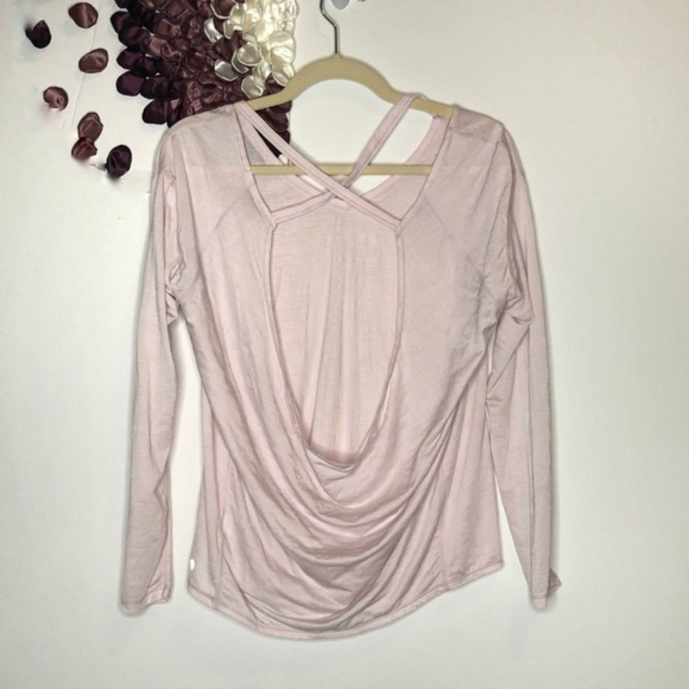 Zella Strappy Cross/Open Back Sheer Yoga Top